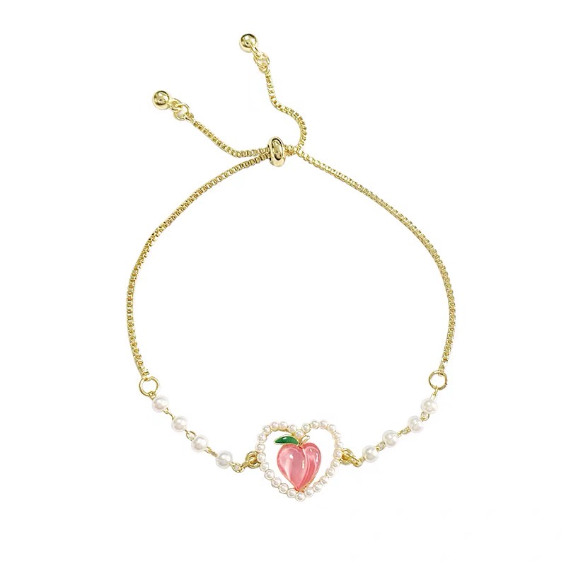 Kalung Rantai Choker Liontin Hati Aksen Mutiara Warna Pink Untuk Wanita