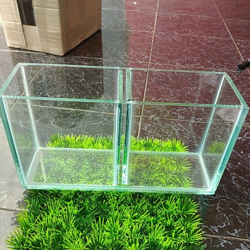 Aquarium 30x10x15 -2 ruang double sekat