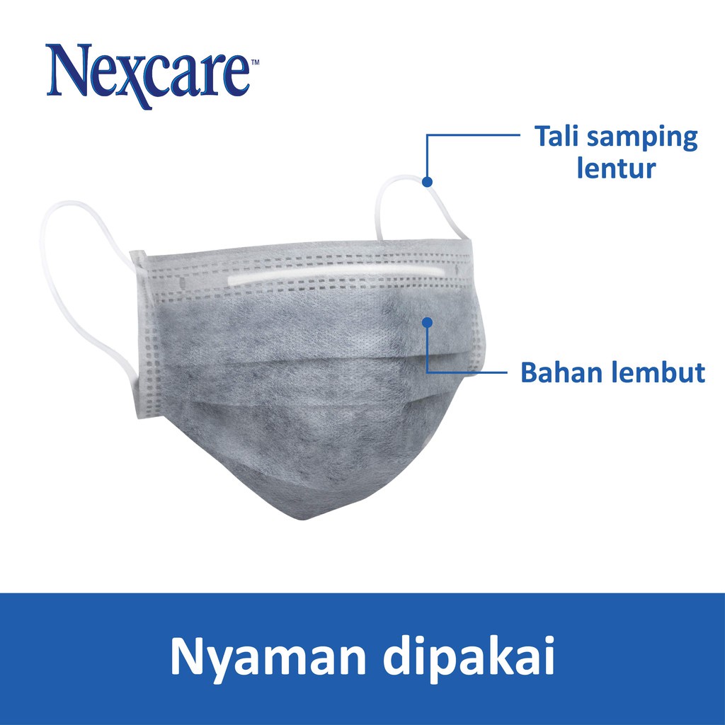 MASKER 3M CARBON NEXCARE EARLOOP SACHET 4 PLY ISI 3