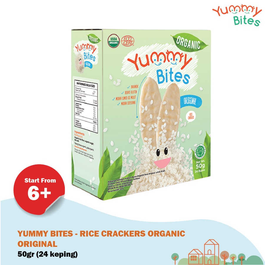 Yummy Bites Rice Crackers Organic 50gr | Biskuit Bayi Sehat