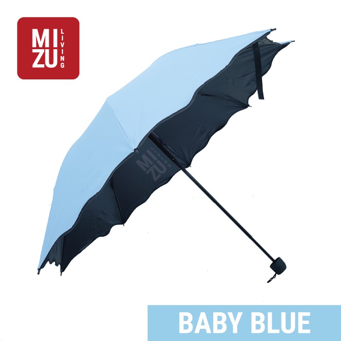Payung Lipat 3D Magic ANTI-UV Lapisan Hitam + Sarung 3 Dimensi-BABY BLUE