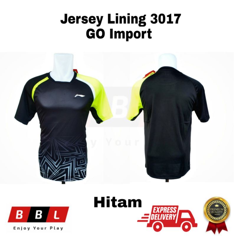 Jersey Badminton Lining 3017 Hitam Grad Ori Import Jersey bulutangkis murah kaos badminton import