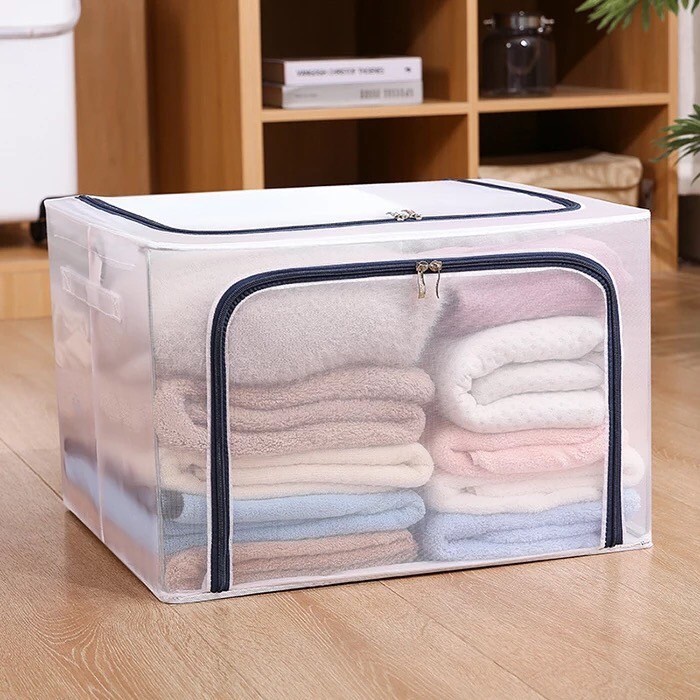 Serbagrosirmurah Transparant Storage Box 66 Liter Tempat Selimut Organizer Baju Pakaian Kotak Tempat Penyimpanan