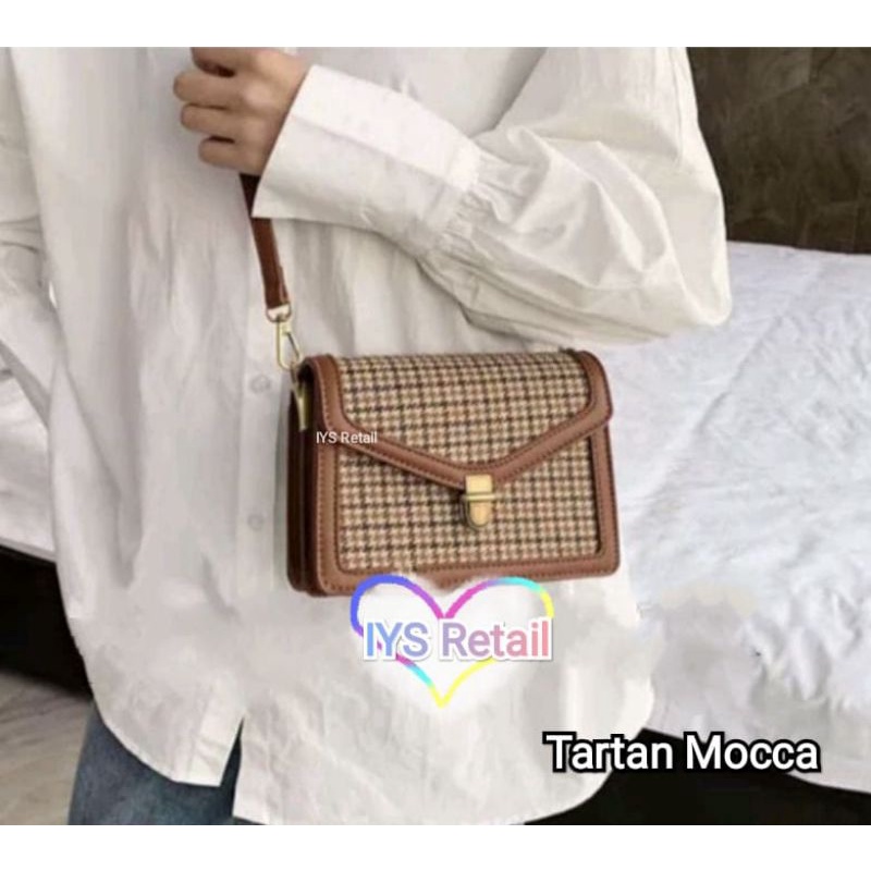 Tas Tartan Model 2/ Tas Tartan Simple Kekinian / Tas Tartan Cantik Murah