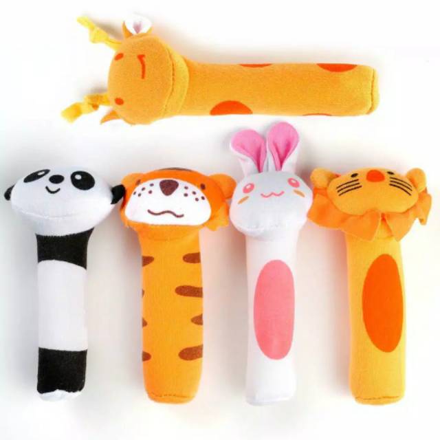 Mainan Boneka Tangan Bayi Bunyi Baby Hand Rattle Toy Stick