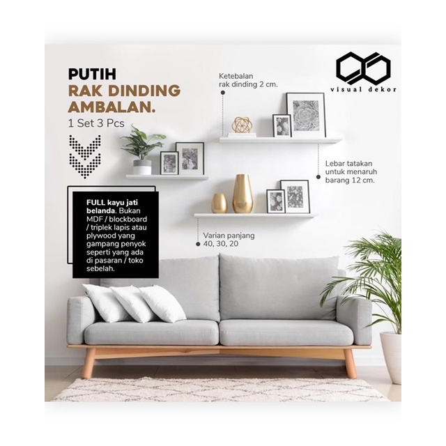 Rak Dinding Melayang Ambalan Kayu Jati Hiasan Dapur Minimalis