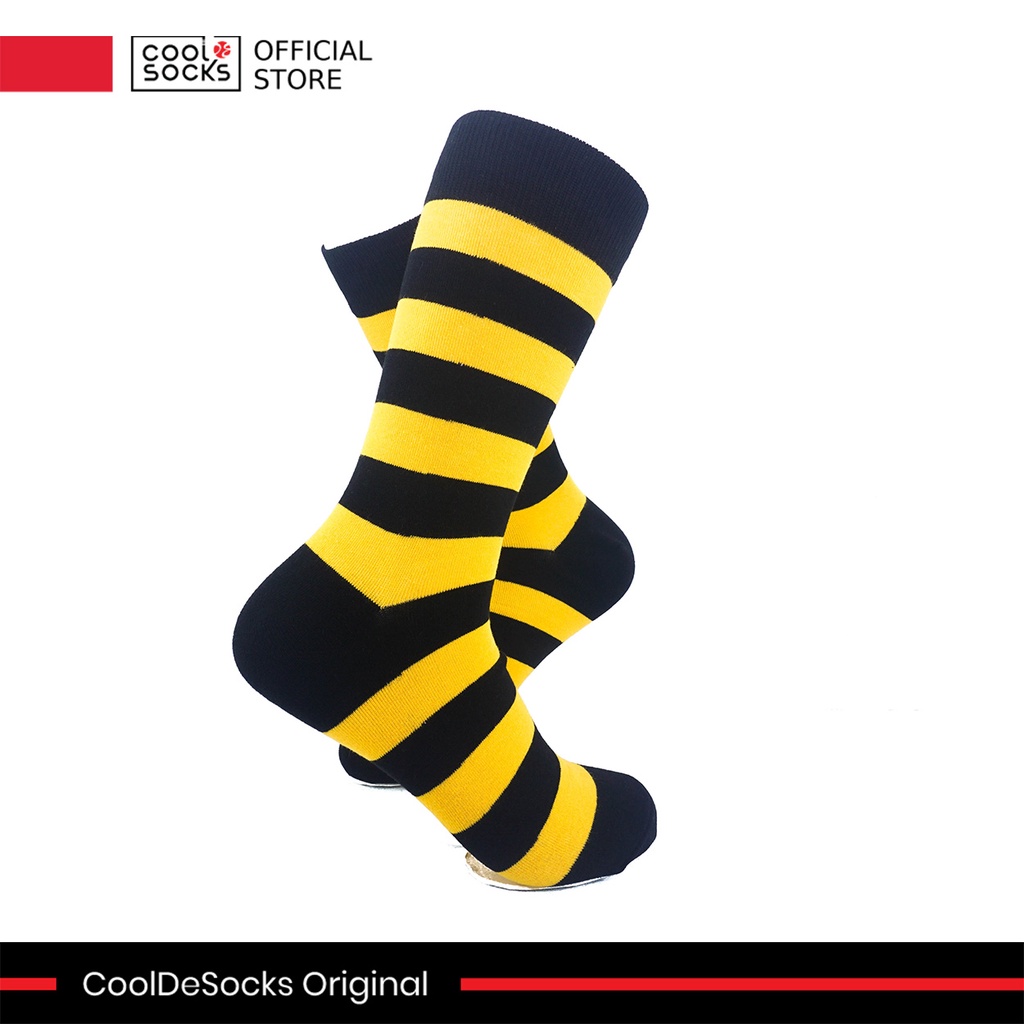 Kaos Kaki CoolDeSocks Original | Striped (Black Yellow)