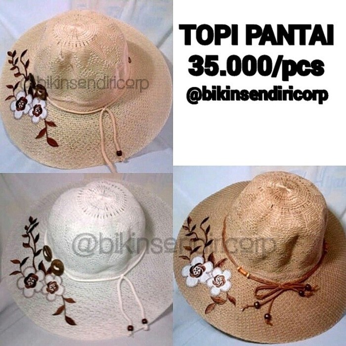 SUPER MURAH - TOPI PANTAI IMPOR BUNGA BORDIR @BIKINSENDIRICORP DIJUAL NGGAK MAHAL TOPI BASEBALL