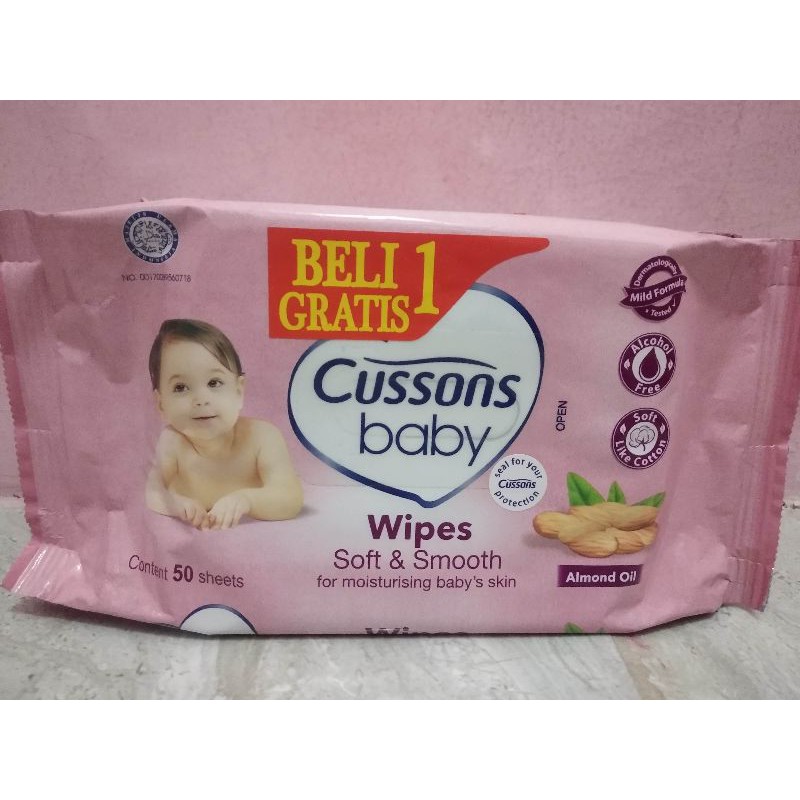 Cussons Baby Wipes Soft &amp; Smooth, Mild&amp;Gentle 50 Sheet X 2