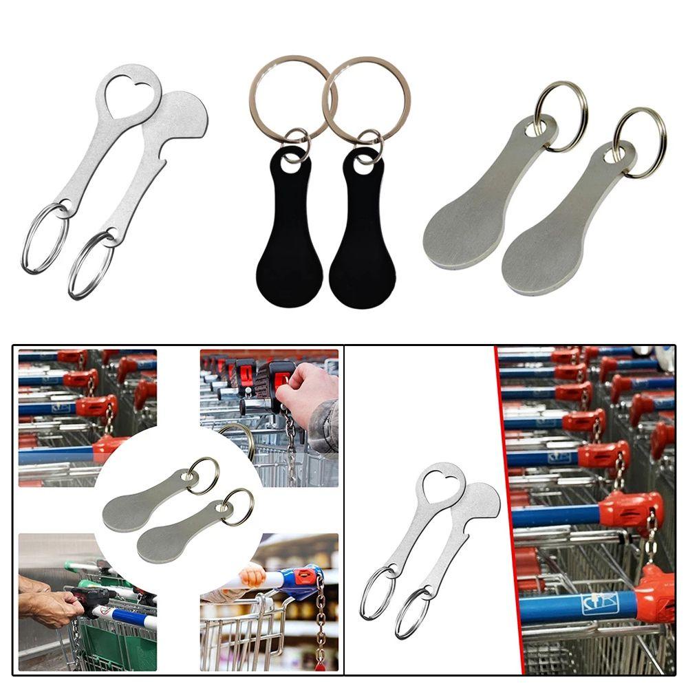 Lanfy Troli Belanja Token Perak Couple Gantungan Kunci Key Ring Stainless Steel Gantungan Kunci Hias