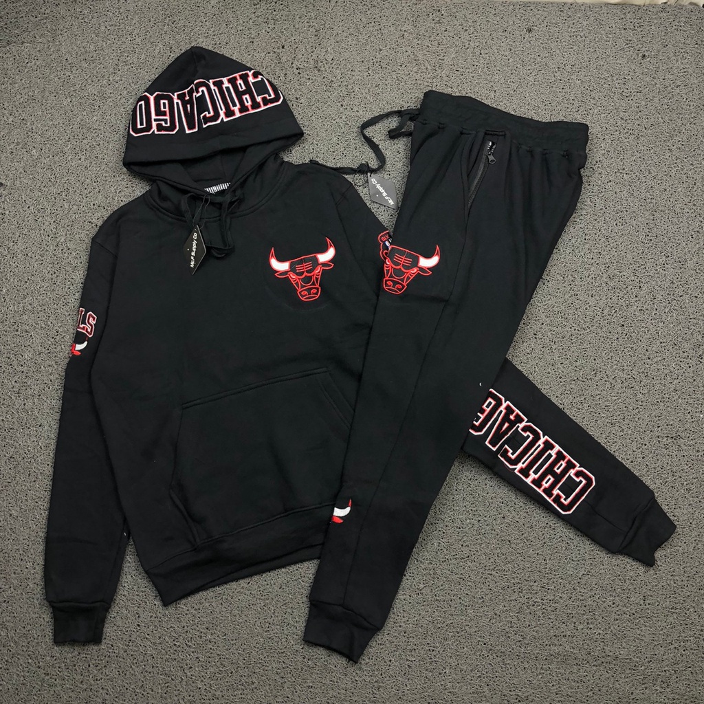 CELANA JOGGER PANTS DAN JAKET SWEATER HOODIE MCF BULLS 1 SET HITAM PREMIUM AUTHENTIC BESTSELLER