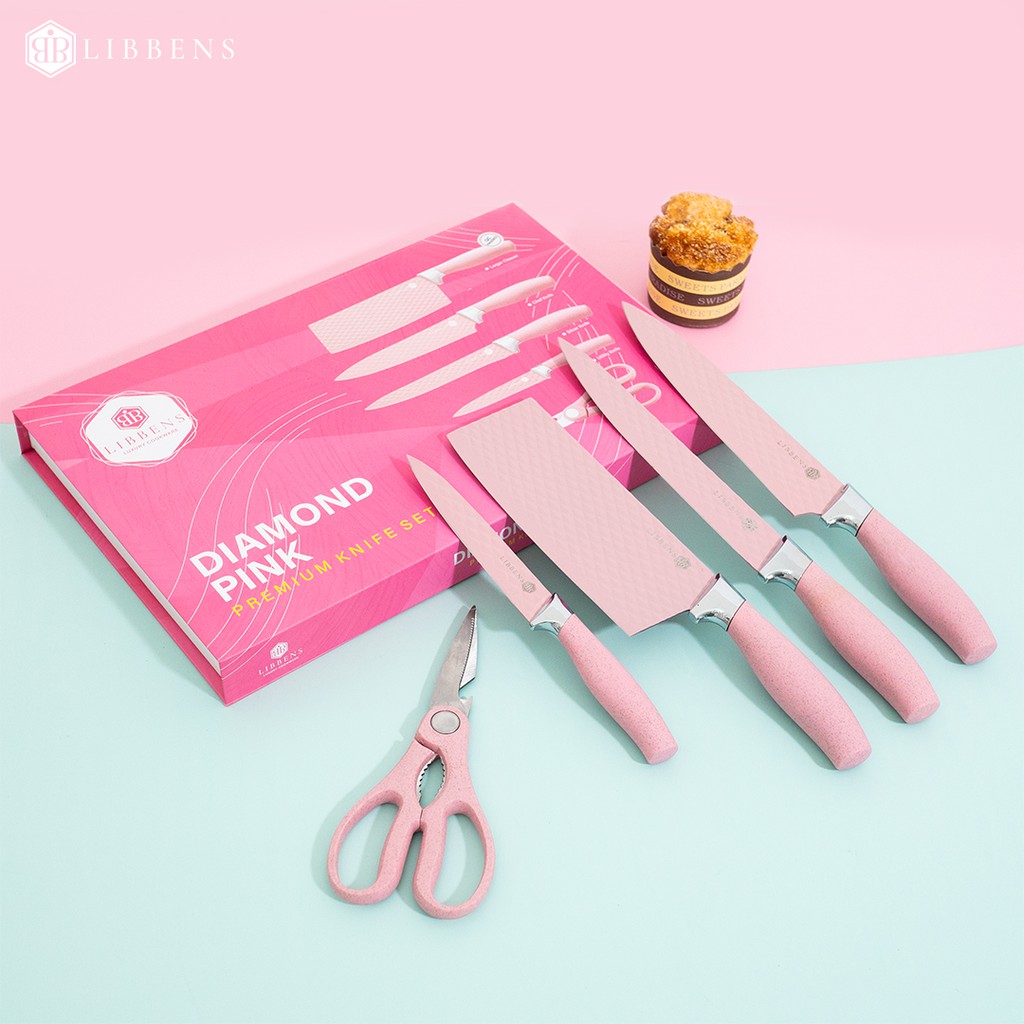LIBBENS Premium Diamond Knife Set Pink