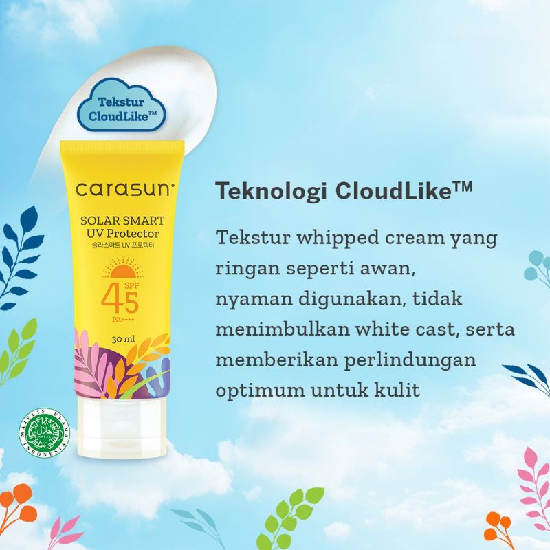 SUNSCREEN CARASUN SPF 45PA++ SOLAR SMART UV PROTECTOR CARASUN CHEMICAL SUNSCREEN TRAVEL SIZE