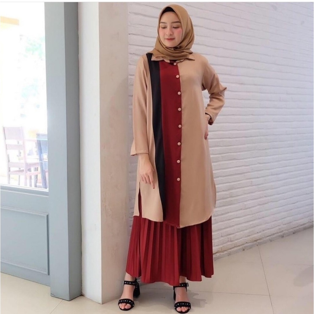 *[MCFK] Tunik Kombinasi Wanita / Tunik Gamis / Tunik Wanita Hijab / Tunik Ootd