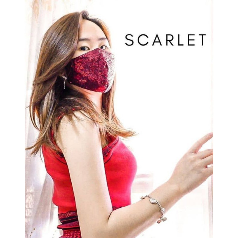 Scarlet mask - masker cantik kain sequin + satin