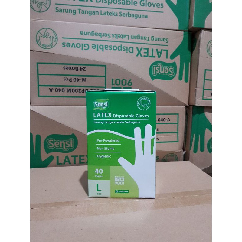 Sensi Latex Disposable Gloves isi 40pcs/Sarung Tangan Lateks Serbaguna