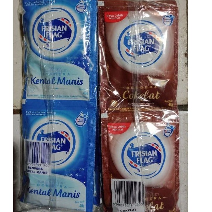 

susu Frisian flag Coklat/putih 40g