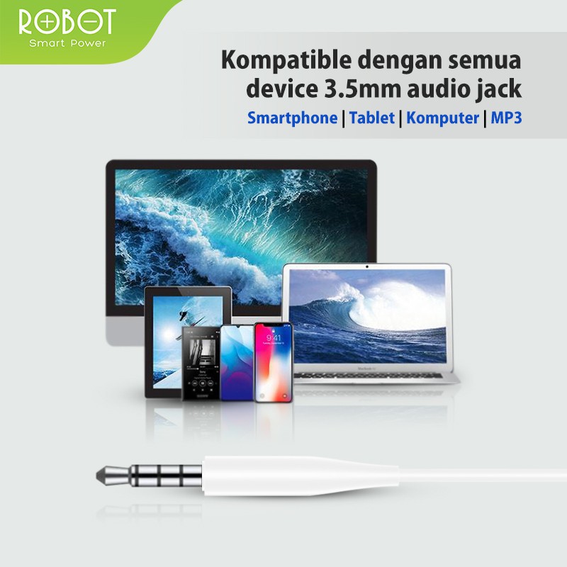 Headset Wired Robot RE10 Earphone High Sound Quality Handsfree - Garansi Resmi 1 Tahun