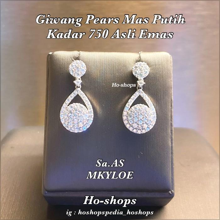 Big Promo Terbaru Gwigeol | Anting Pears / Teardrops Mas Putih Kadar 750 Asli Emas