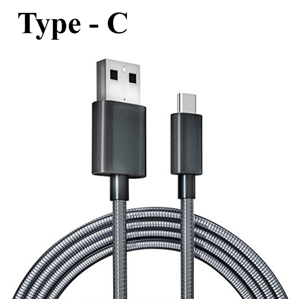 Kabel Charger Data QC Metal Micro USB Type C Lighting 2m Fast Charging