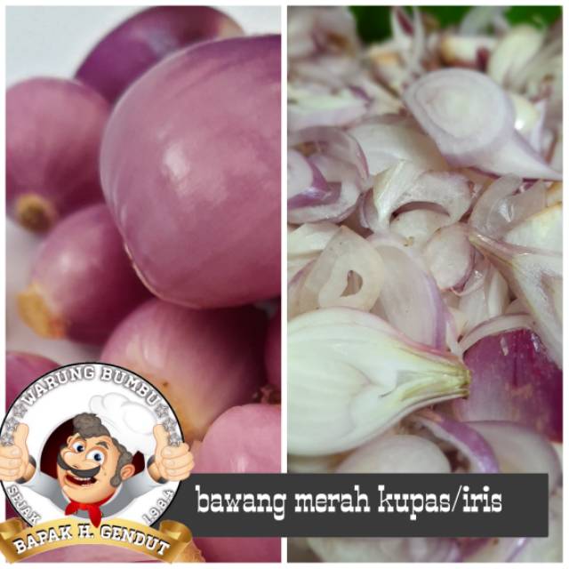 

Bawang merah kupas dan iris 1kg bumbu ORI