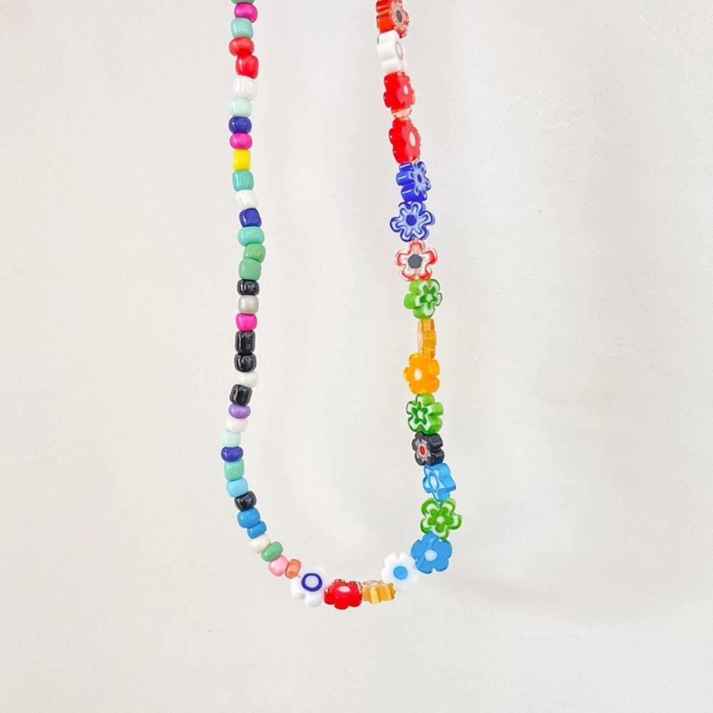 Mxbeauty Wanita Rantai Klavikula Lucu Warna-Warni Desain Rasa Sweater Rantai Bunga Manik-Manik Perhiasan Perempuan