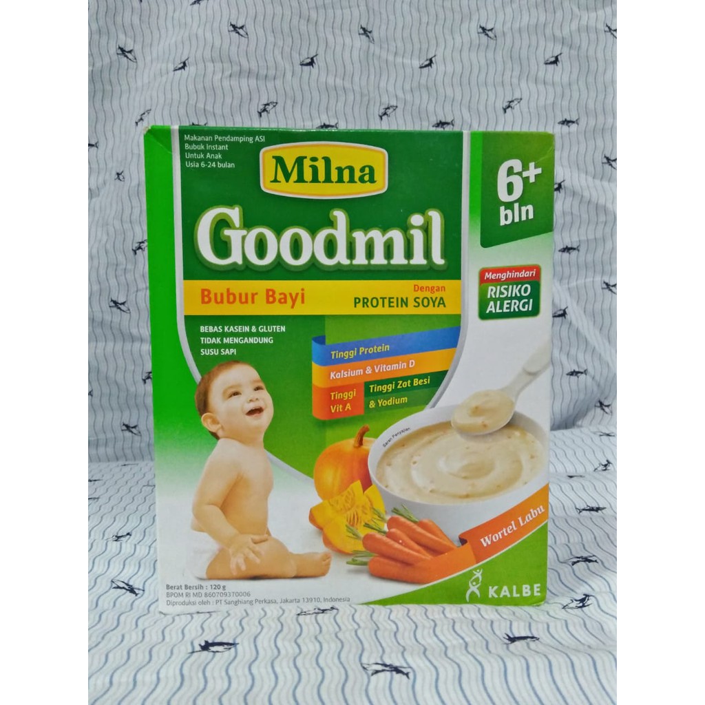 Milna Bubur Bayi Goodmil Protein Soya 6+ Bulan Wortel Labu 120 gr - HTA SUSU / PAMPERS / DIAPERS