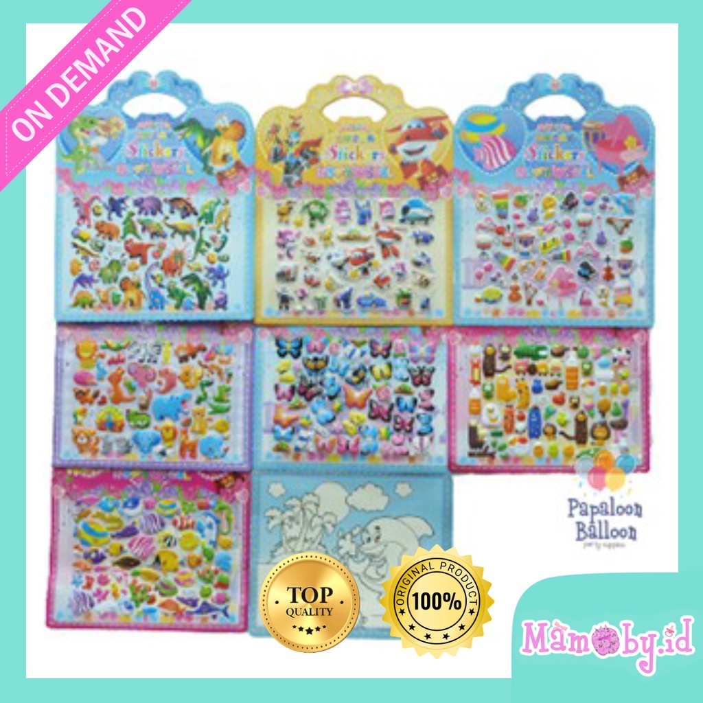 

Sticker Anak Lucu Murah 20x20cm Timbul 3D Bisa Mewarnai