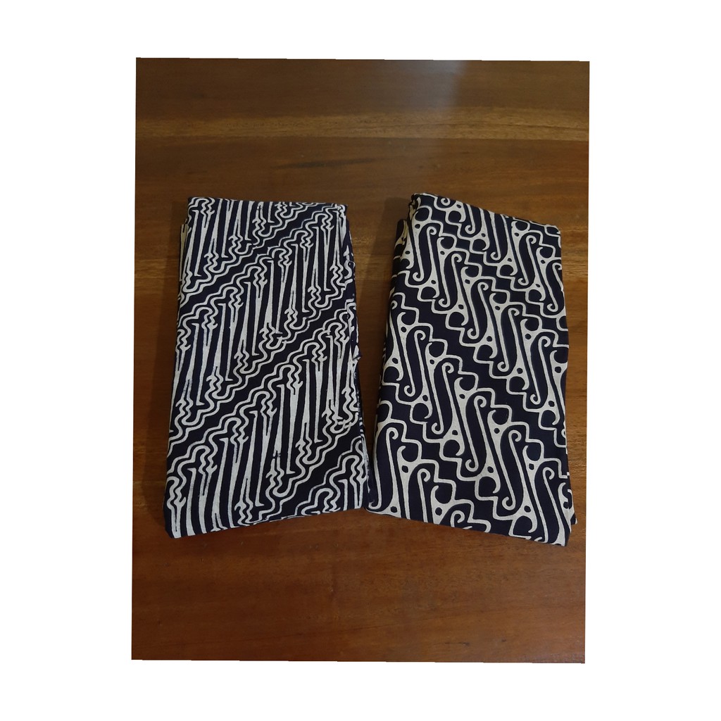Kain Batik Cap Pekalongan motif parang warna dasar hitam & putih