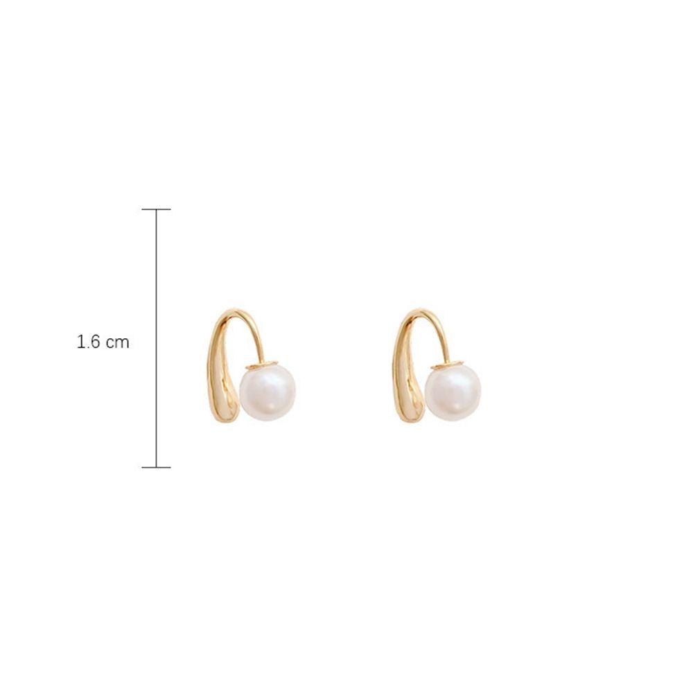 Anting Mutiara Bentuk C Geometris Bahan Alloy Gaya Korea Untuk Wanita