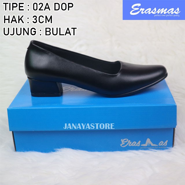 Sepatu PDH Kantor Bulat 02A Erasmas Persit Bhayangkari Polwan PNS Hak 3cm