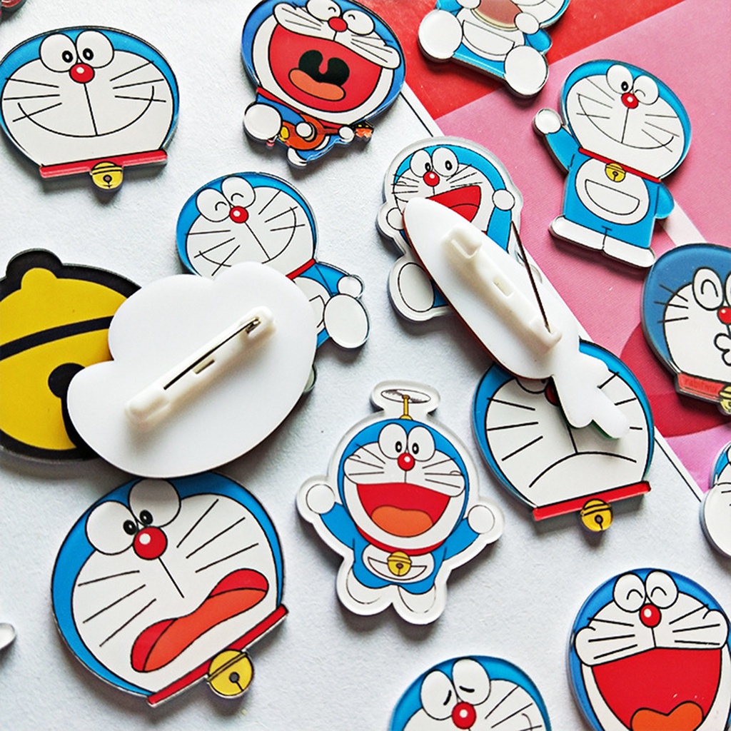 5 Pcs Bros Lencana Desain Karakter Kartun Anime Jepang Doraemon Bahan Plastik Untuk Pesta