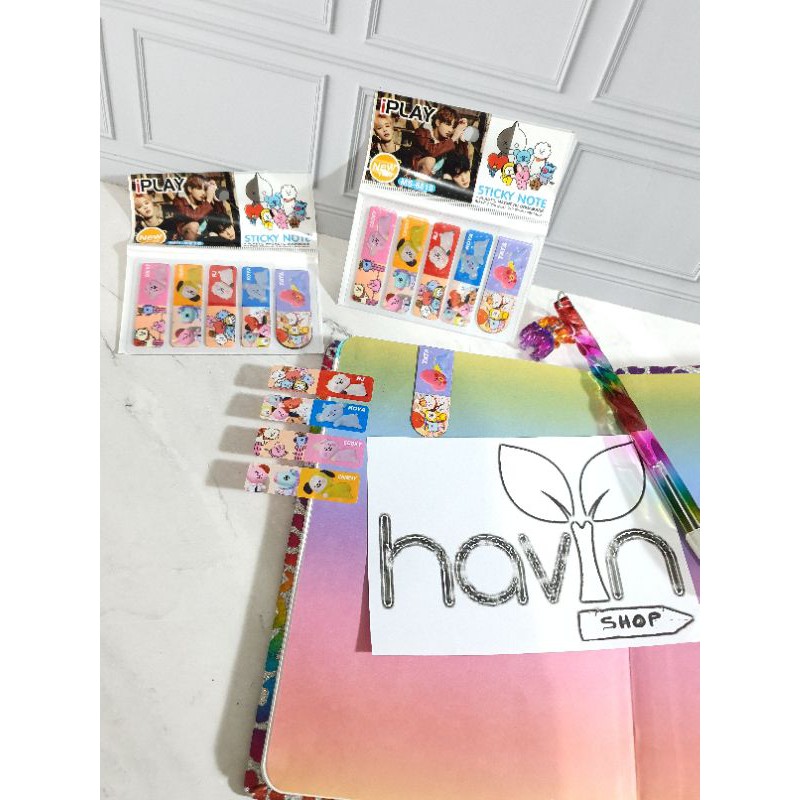 pembatas plastik + magnet/post it plastik (80pcs) + 1pc pembatas magnet/pembatas BTS/post it BT-21-1