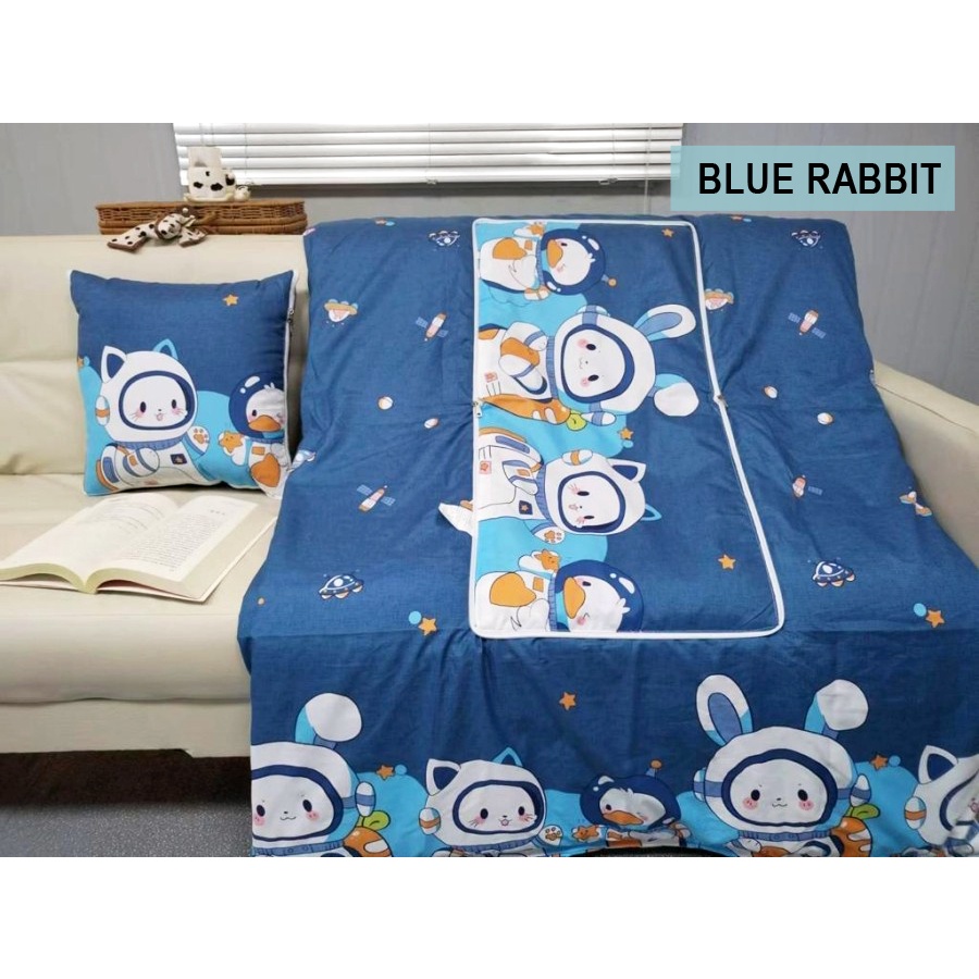 Bantal Selimut Balmut 2 in 1 Bedcover Lipat Motif Anak Travel NEW