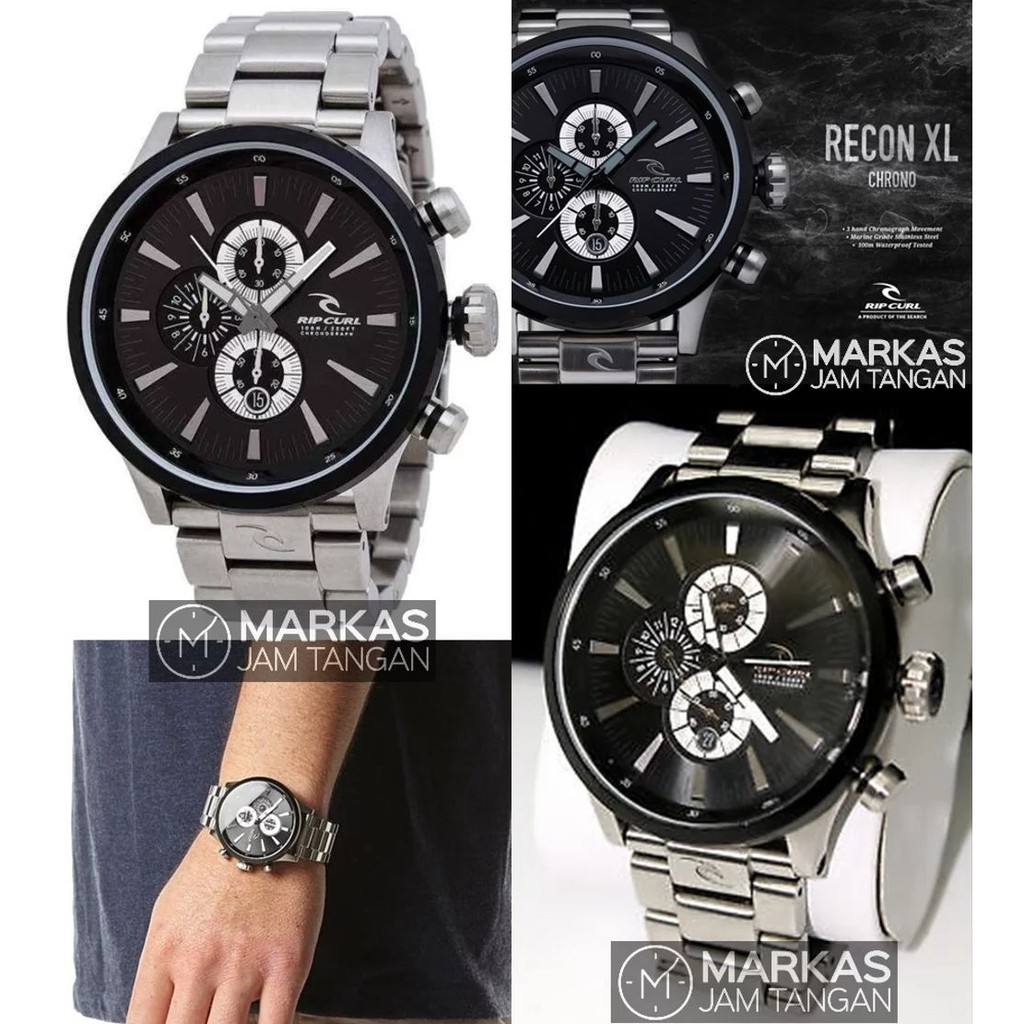 Jam Tangan Pria RIP CURL RIPCURL Recon XL Chrono Stainless Steel Men Watch TERMURAH TERLARIS HADIAH 