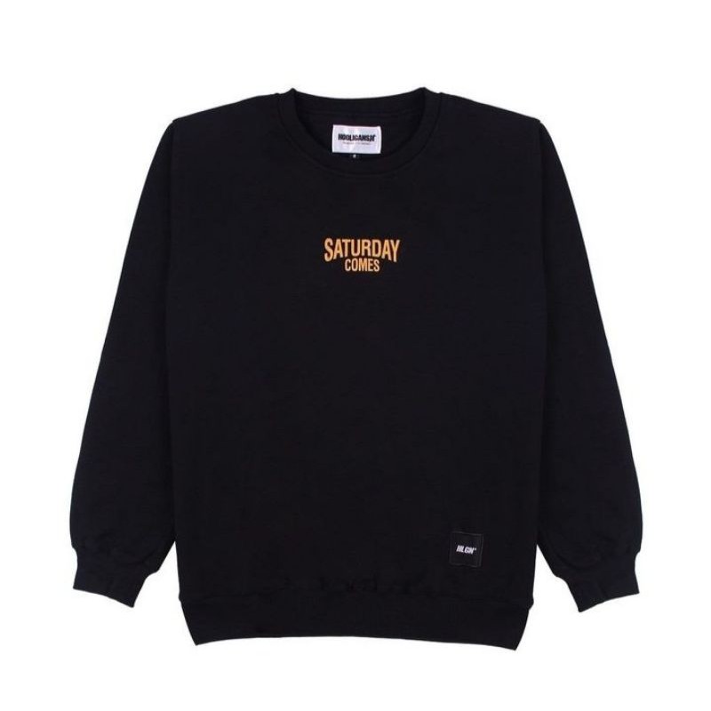 Crewneck sweater saturday comes varian warna hitam full katun flecee