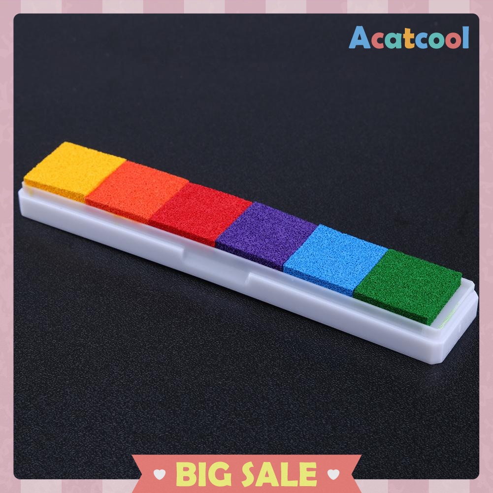 6 Colors Fingerprint Inkpad DIY Scrapbooking Colorful Ink Pad Stamp Decor