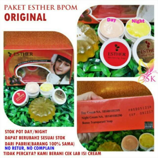 Sale Paket Esther BPOM Original, Cream Pemutih Wajah AMAN