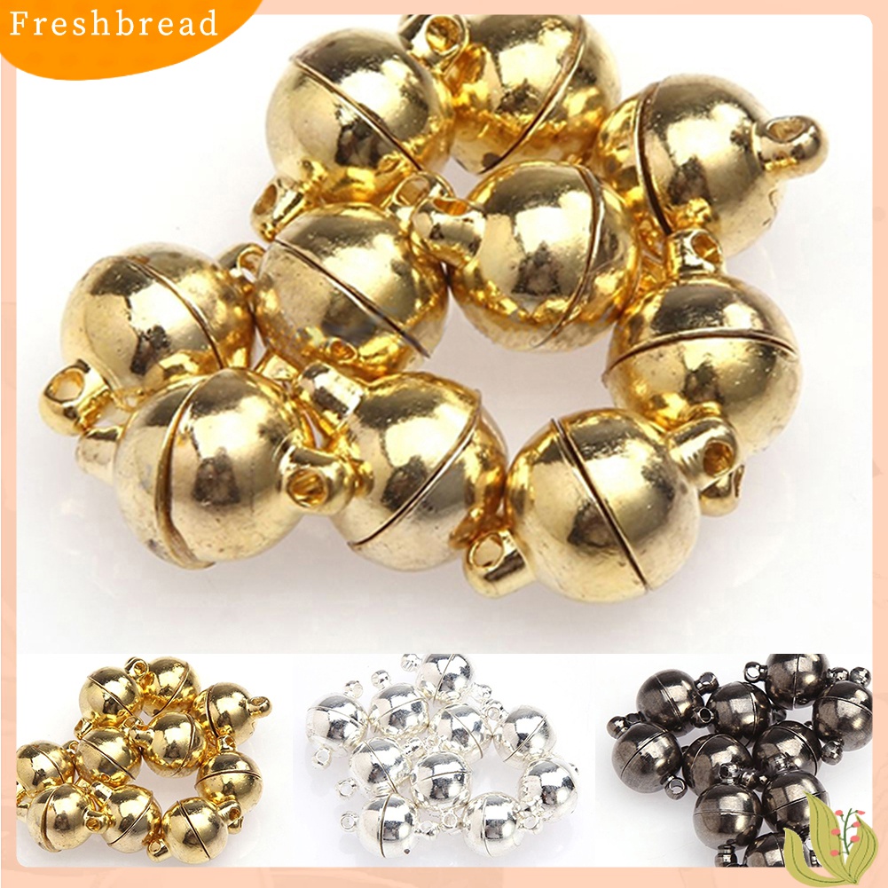 [Fresh] 10Pcs 6mm / 8mm Kalung Clasp Magnetik Bentuk Bola Bulat DIY