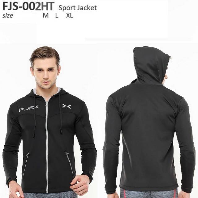 Jaket sport fitness FLEX hitam