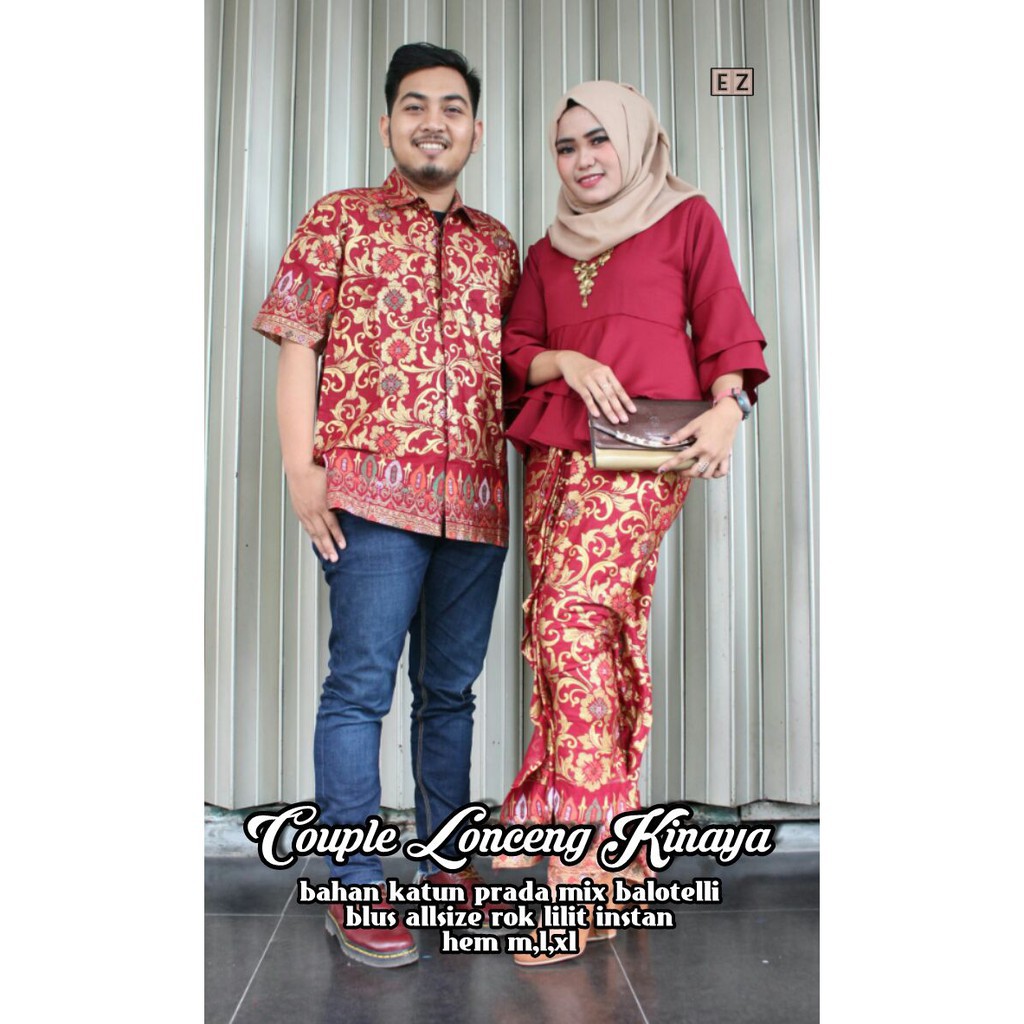 Sarimbit Batik Anggun Couple lonceng Kirana - Warna Merah, Tosca, Hitam, Biru, Kuning - M L XL