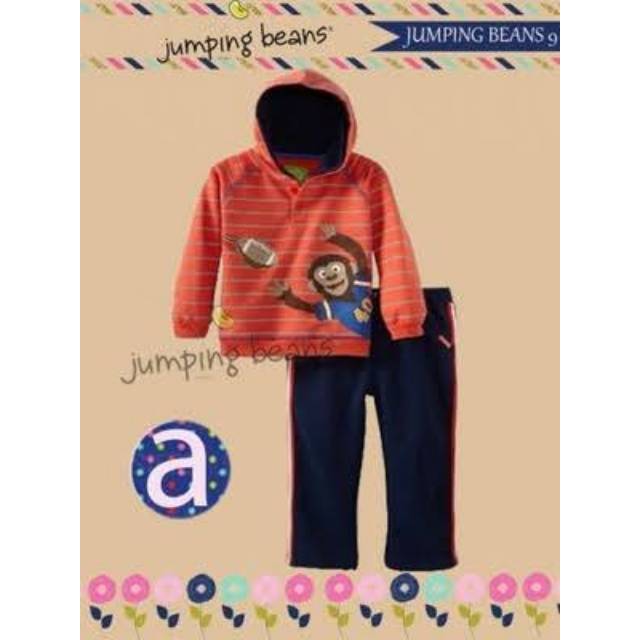 SALE SETELAN HOODIE ANAK LELAKI MOTIF MONKEY ORANGE