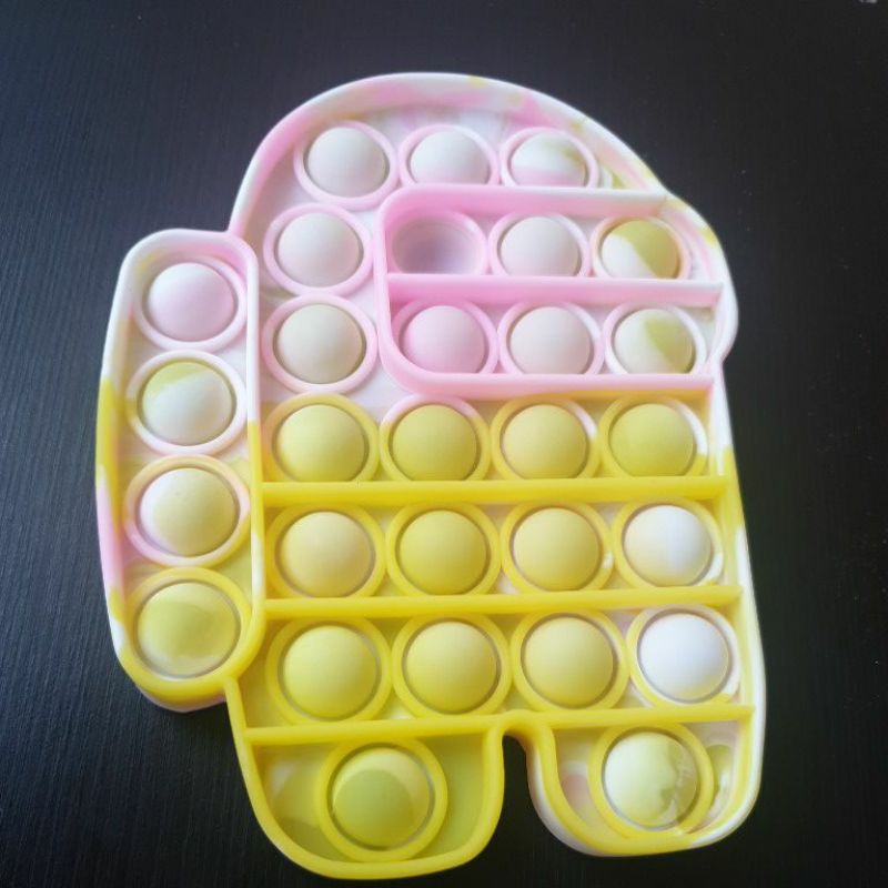 Pop it karakter rainbow tie dye fidget qtoys mainan anak free kelereng-2