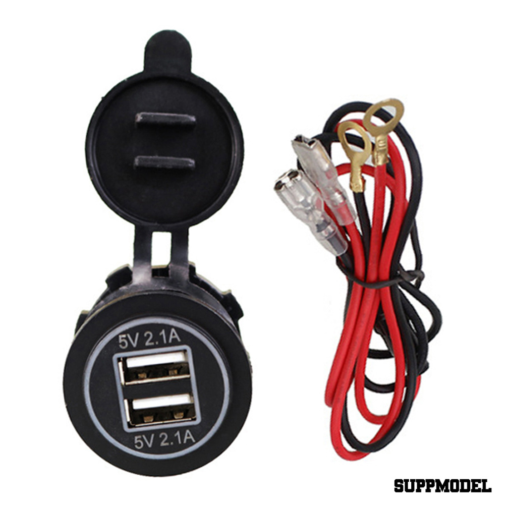 Spm Adapter Charger Dual Port Usb 5v 2.1a Dengan Display Led Untuk Mobil / Motor