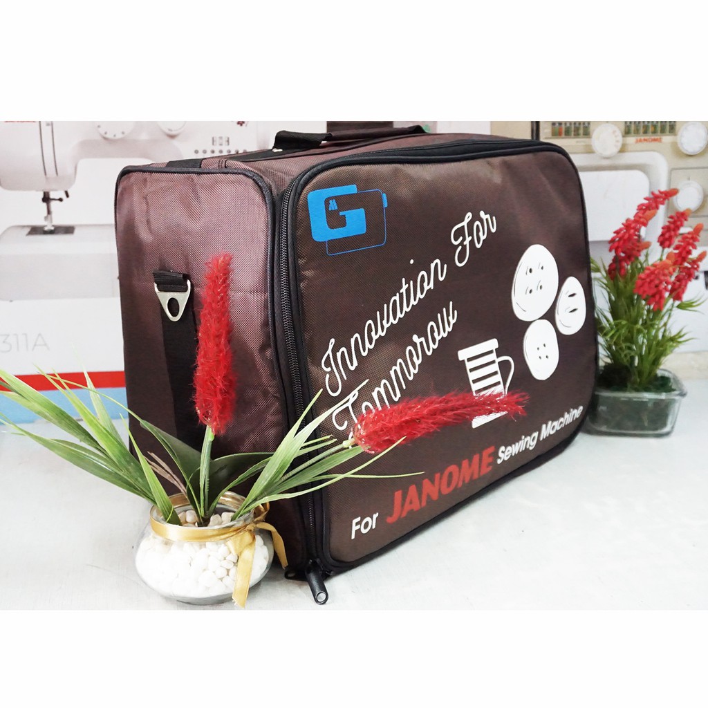 tas travel mesin jahit portable - coklat