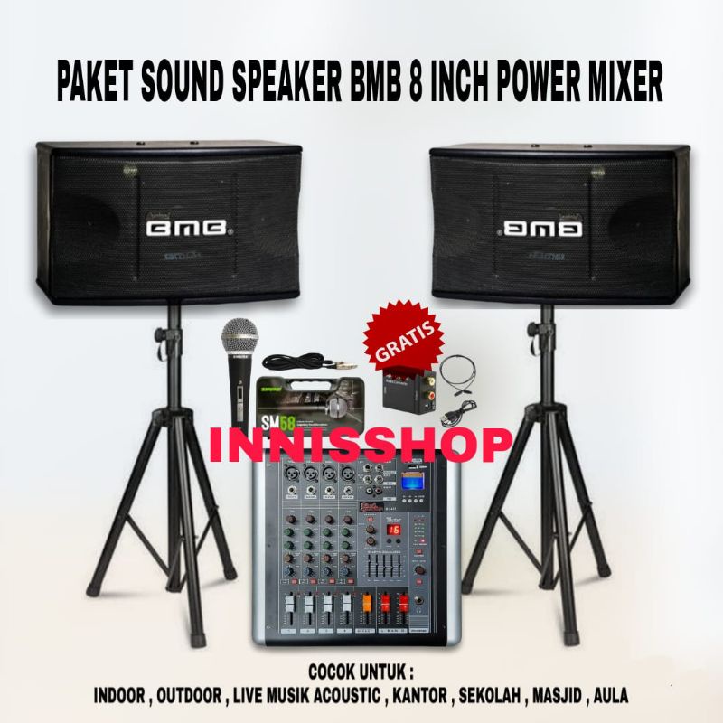 Jual Paket Karaoke Sound System SPEAKER BMB 8 INCH POWER MIXER INDOOR