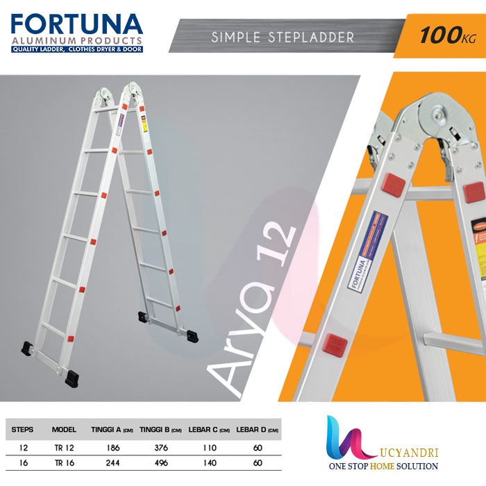 Tangga Dualpurpose 186 Cm Tangga Lipat Premium Alumunium Arya Fortuna