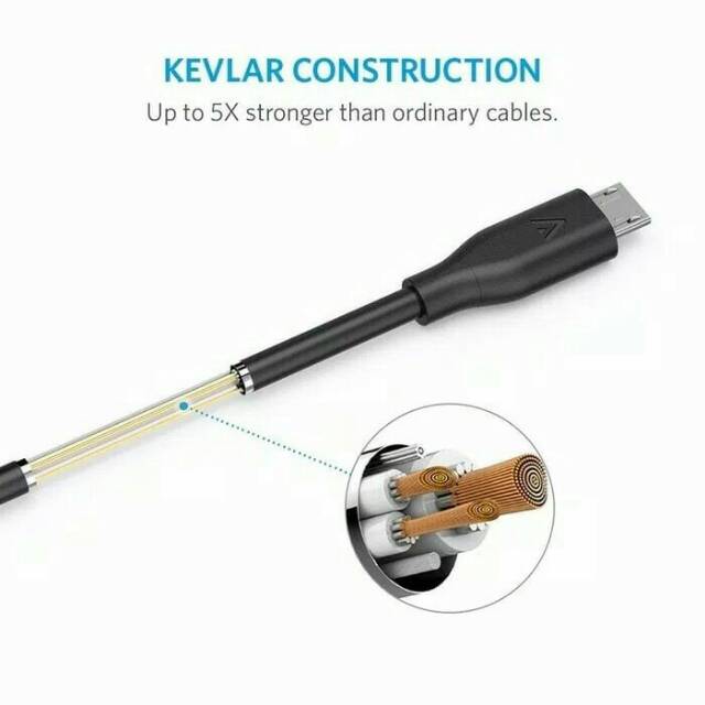 Kabel Data Anker Powerline Micro USB 6FT / 1,8 Meter Kabel High Speed Fast Charging