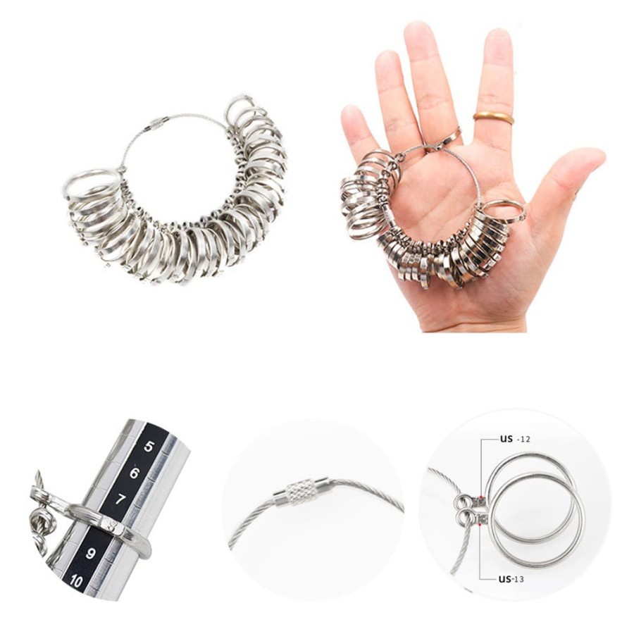 Alat ukur pengukur jari cincin tools ring ukuran sizer finger logam US