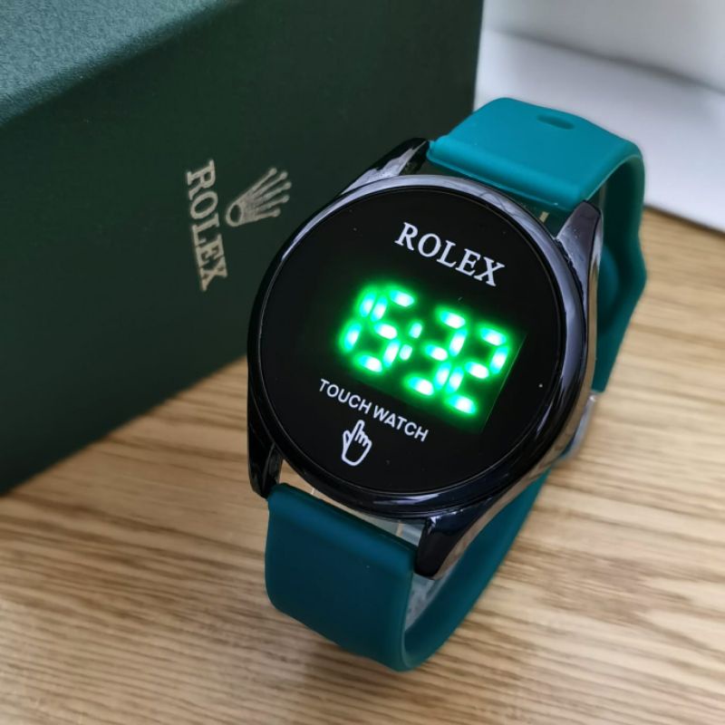 Jam Tangan Pria/Wanita (Unisex) Rolex Digital Tali Rubber Free Box ori